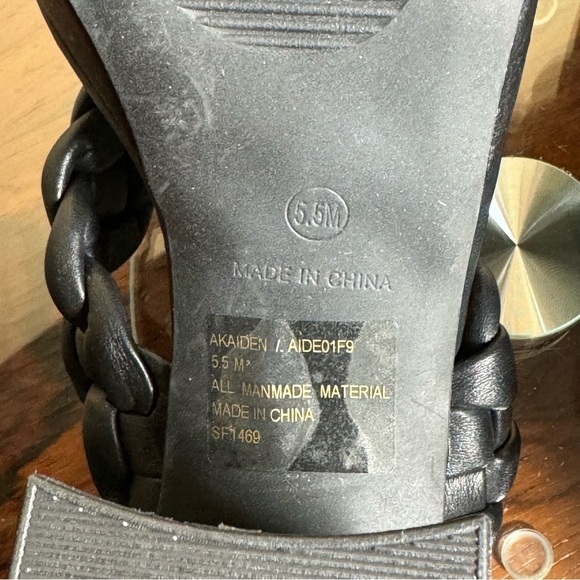 Anne Klein Aiden Chunky Platform Block Heel - Black Faux Leather - Size 5.5 - Picture 12 of 14